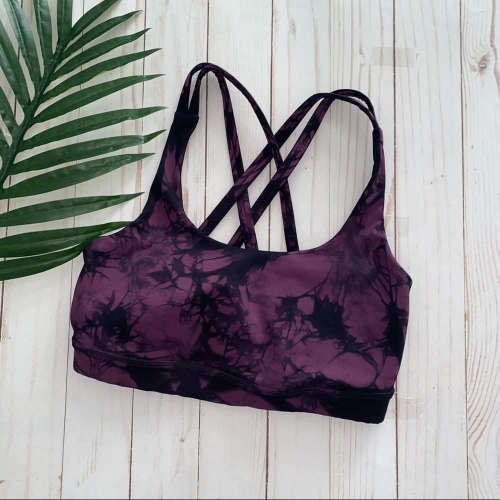 Lululemon Shibori Energy Bra in darkest magenta black tie dye - size 4